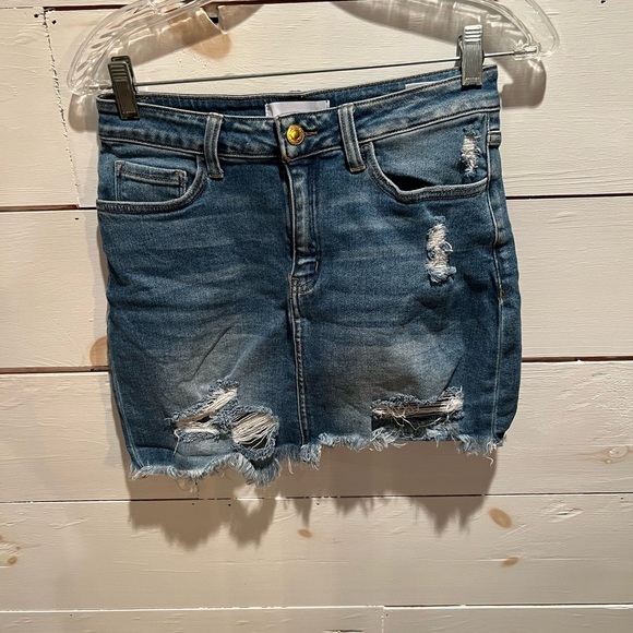 Vervet small Denim Distressed Mini Skirt, destroyed, EUC, see photos - Picture 1 of 7